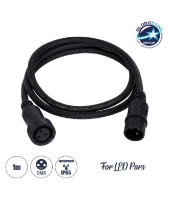 GloboStar® 51171 Καλώδιο 3PIN DMX512 1 Μέτρο από Female XLR σε Male XLR Τερματισμένο Αδιάβροχο IP65 Μ100cm - Μαύρο